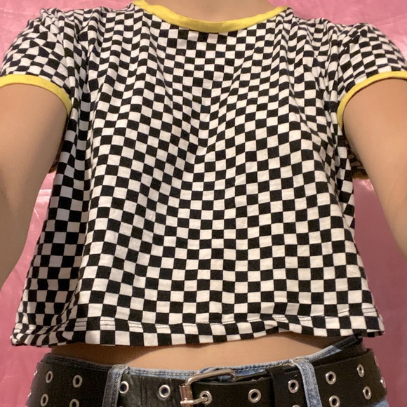 Y2K Taxi Checker Crop Top - Picture 2 of 2